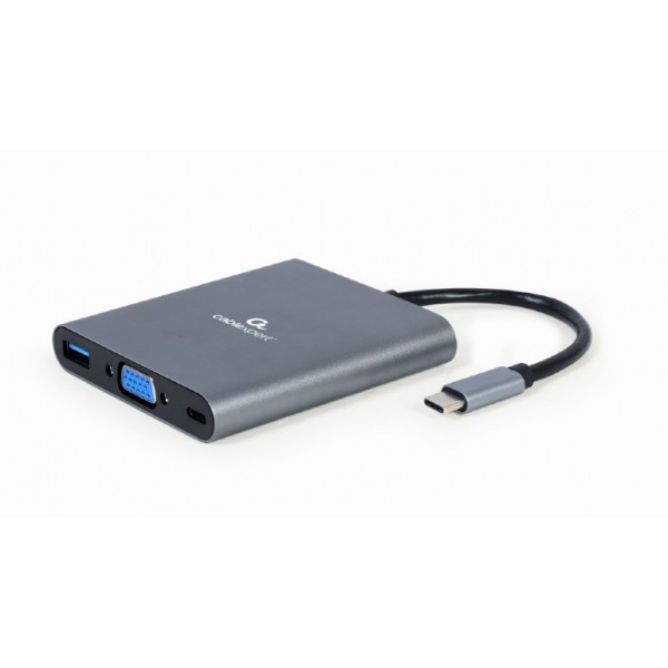 Gembird Multiport Adapter COMBO6 USB Type-C to USB 3.1/HDMI 4K/VGA/SD/PD 60W/Audio Aluminium