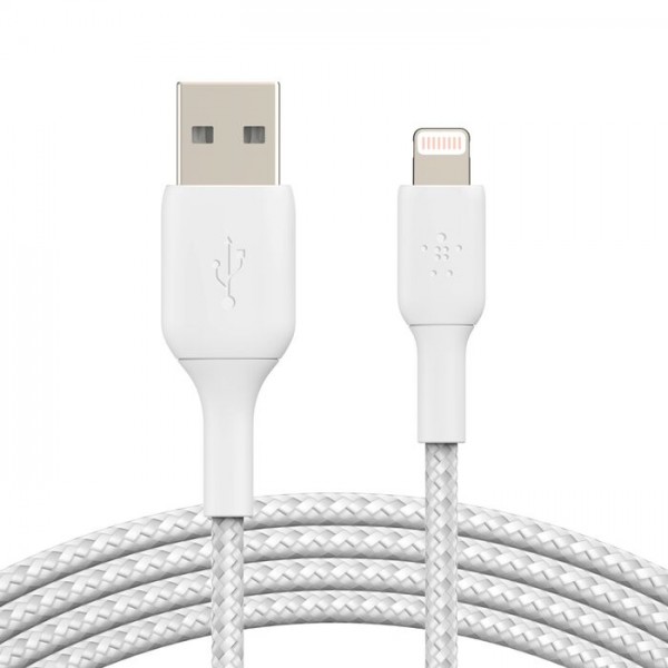 Cable USB-A 2.0 to Lightning 1m Belkin Boost Braided White