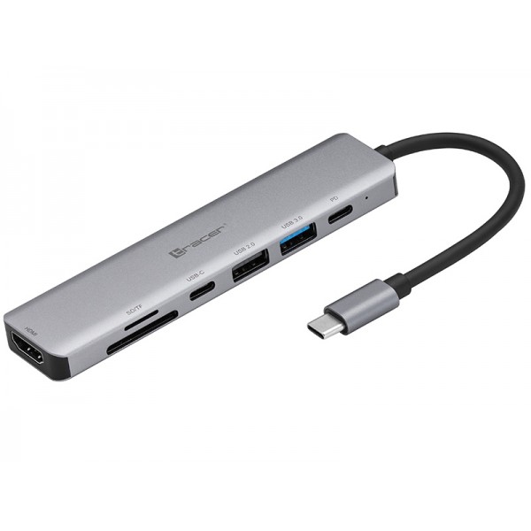 USB HUB 3.0 Type C to HDMI 4K, USB 3.0x1, USB 2.0x1, SD Card, USB-C PDW 60W Adapter Tracer A2