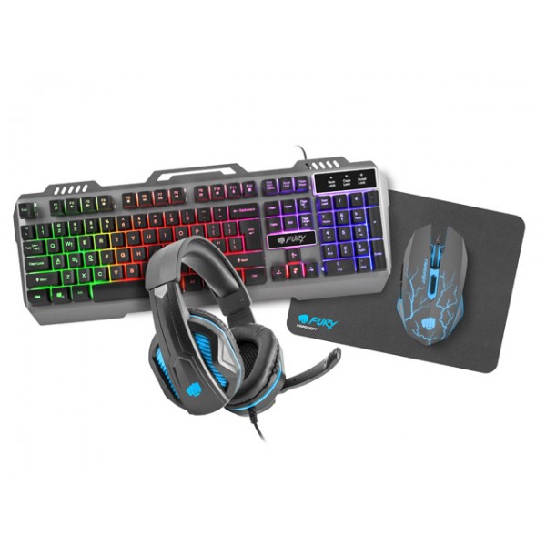 Gaming Set Fury Thunderjet 4IN1 Keyboard+Mouse+Headphones+Mouse Pad