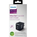 USB Universal Power Charger 3.1A Philips Dual Socket Black