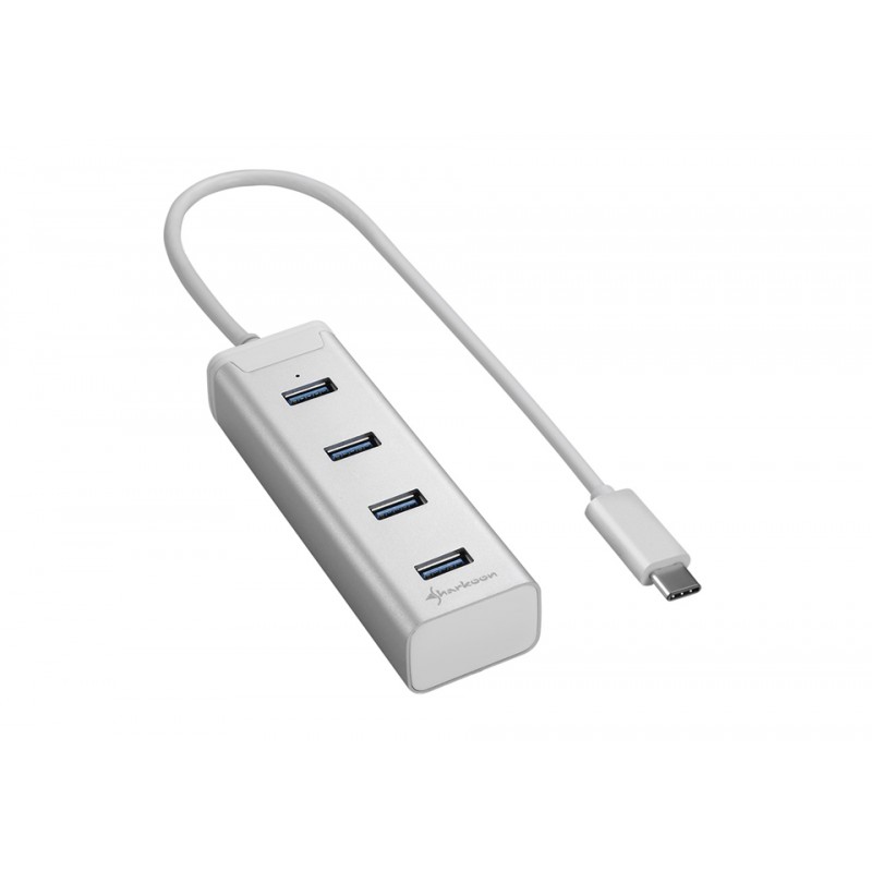 USB HUB 3.0 Type C to 4-Port USB Sharkoon Aluminium Silver