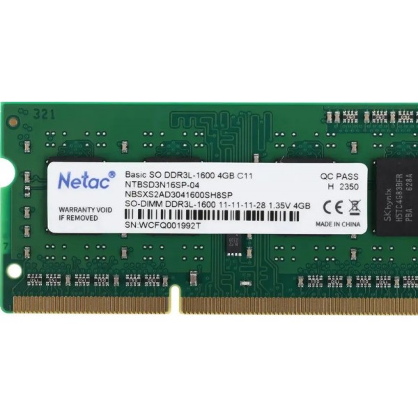 SODIMM Notebook Memory Netac 4GB DDR3L 1600Mhz CL11